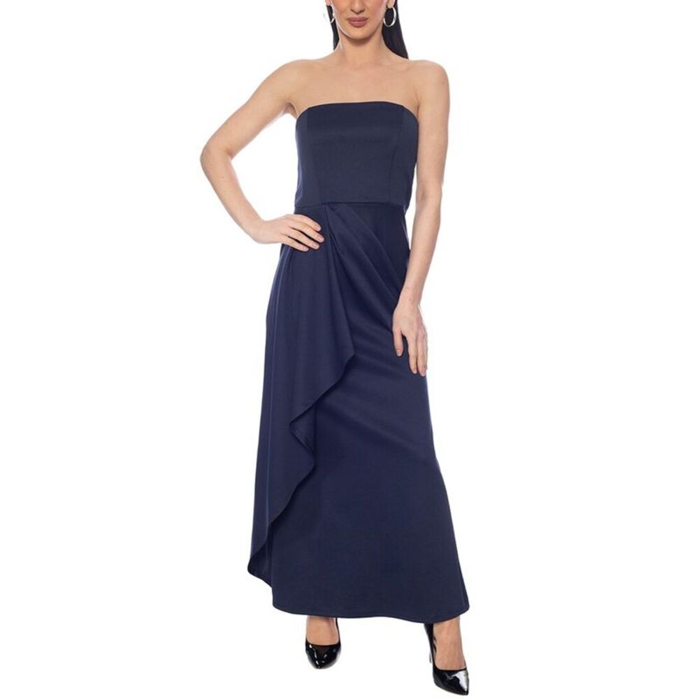 Oleg Cassini Womens  Solid Maxi Dress, Navy